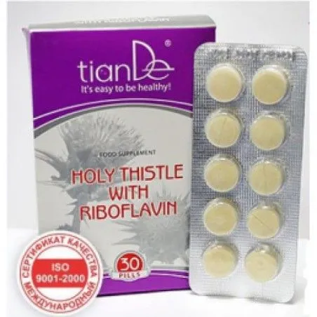 Food Biologically Active Additive Holy Thistle Pills with Riboflavin, 30 tablets