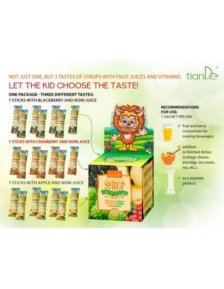 Vitamin enriched syrup with fruit and berry juice multivitamins for kids, tiande