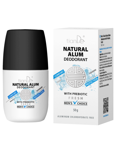 Men’s Choice Natural Alum Deodorant with Prebiotic, Fresh, 50g